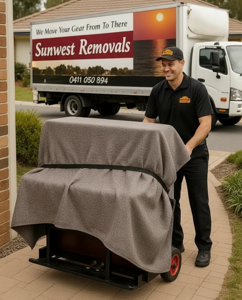 Piano Removalists moving a piano